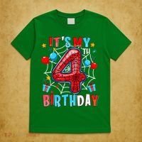 It'S My 4th Birthday Spider Theme Party Boy Birthday Present T-Shirt thumb 5