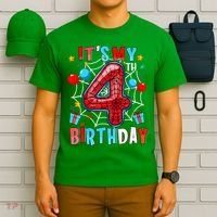It'S My 4th Birthday Spider Theme Party Boy Birthday Present T-Shirt thumb 6