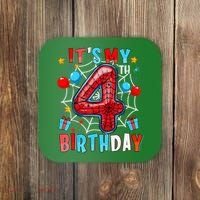 It'S My 4th Birthday Spider Theme Party Boy Birthday Present Coaster thumb 0