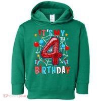 It'S My 4th Birthday Spider Theme Party Boy Birthday Present Toddler Hoodie thumb 0