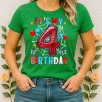 It'S My 4th Birthday Spider Theme Party Boy Birthday Present Women's T-Shirt thumb 2