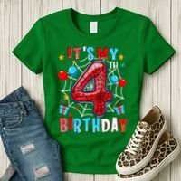 It'S My 4th Birthday Spider Theme Party Boy Birthday Present Women's T-Shirt thumb 3