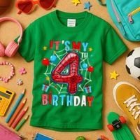 It'S My 4th Birthday Spider Theme Party Boy Birthday Present Kids T-Shirt thumb 3