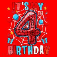 It'S My 4th Birthday Spider Theme Party Boy Birthday Present Santa Hat thumb 1