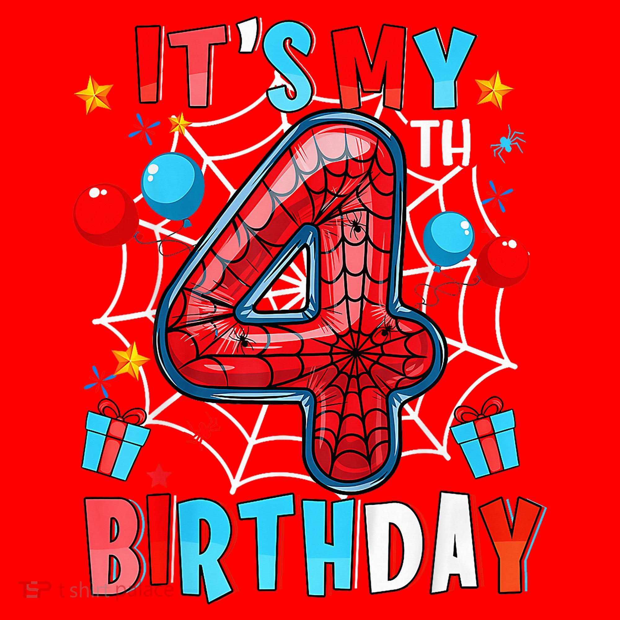 It'S My 4th Birthday Spider Theme Party Boy Birthday Present Santa Hat