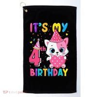 Its My 4th Birthday Funny Cat Birthday 4 Year Old Golf Towel thumb 0