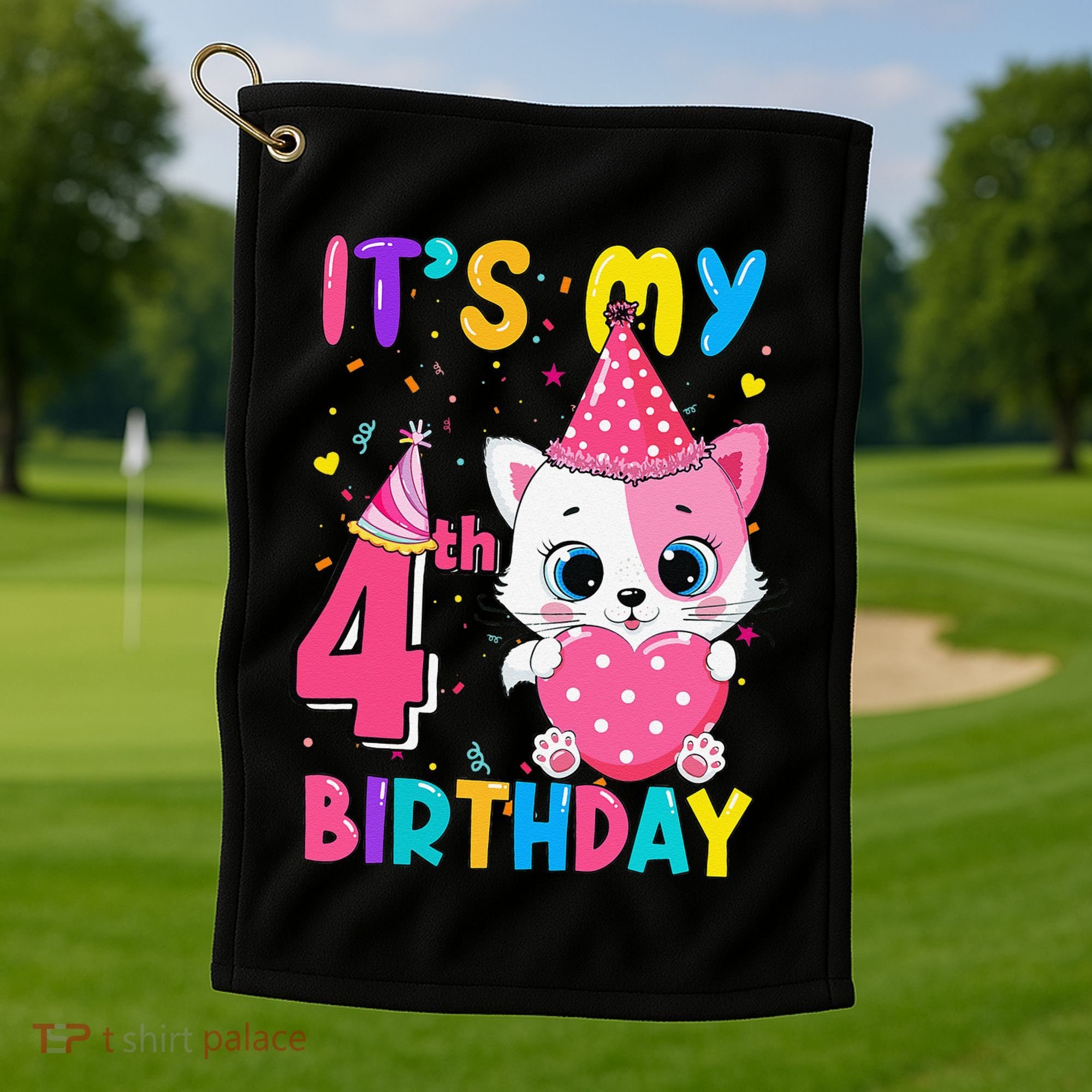 Its My 4th Birthday Funny Cat Birthday 4 Year Old Golf Towel