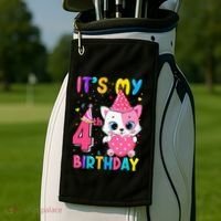 Its My 4th Birthday Funny Cat Birthday 4 Year Old Golf Towel thumb 2
