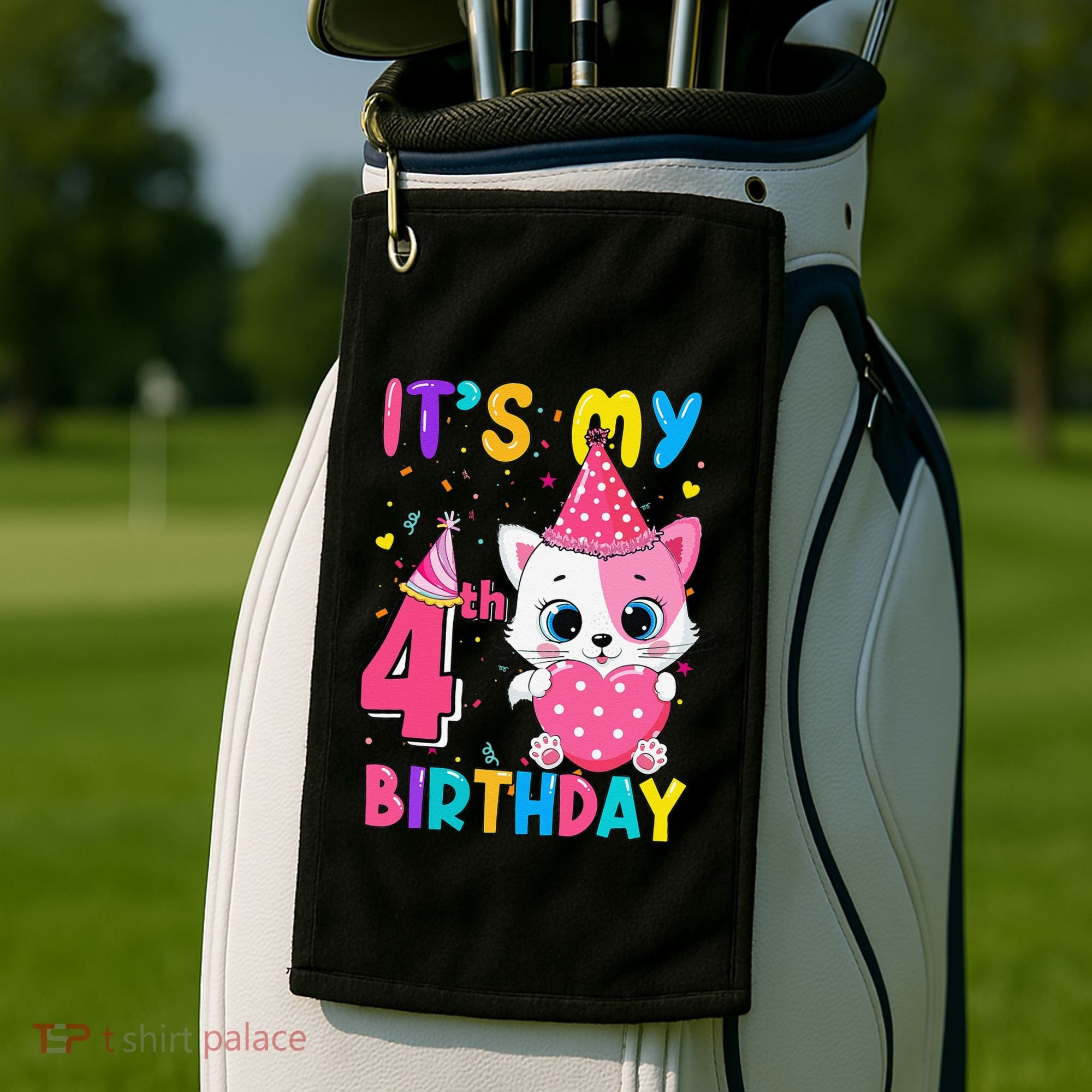 Its My 4th Birthday Funny Cat Birthday 4 Year Old Golf Towel