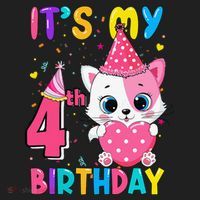 Its My 4th Birthday Funny Cat Birthday 4 Year Old Golf Towel thumb 3