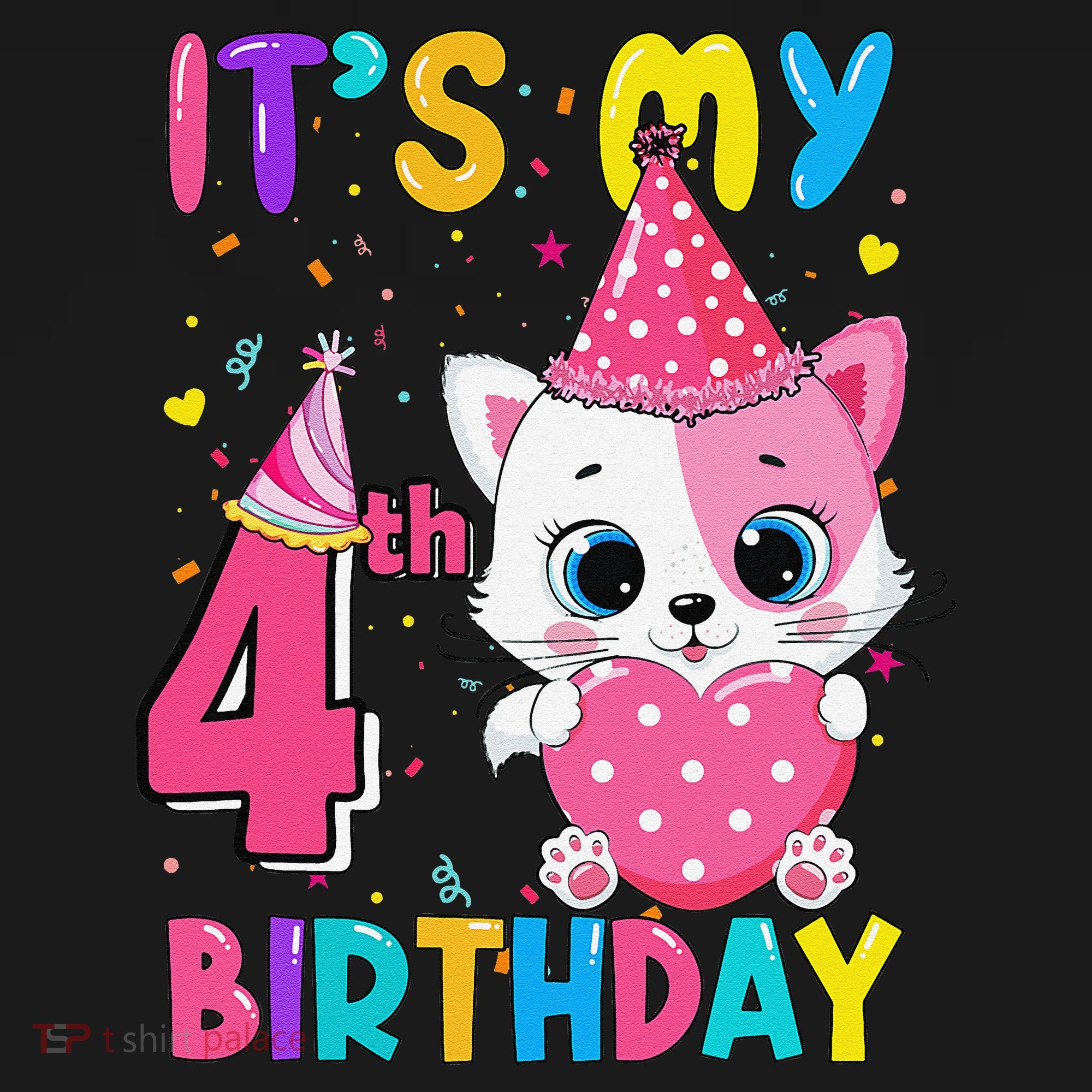 Its My 4th Birthday Funny Cat Birthday 4 Year Old Kids Sweatshirt
