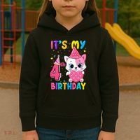 Its My 4th Birthday Funny Cat Birthday 4 Year Old Kids Hoodie thumb 3