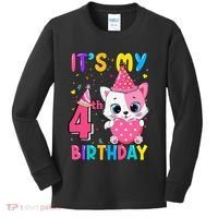 Its My 4th Birthday Funny Cat Birthday 4 Year Old Kids Long Sleeve Shirt thumb 0