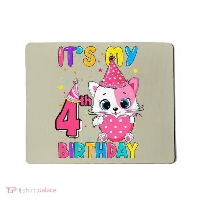 Its My 4th Birthday Funny Cat Birthday 4 Year Old Mousepad