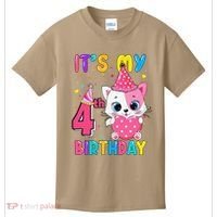 Its My 4th Birthday Funny Cat Birthday 4 Year Old Kids T-Shirt thumb 0