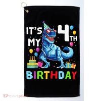 Its My 4th Birthday Happy 4 Year TRex Golf Towel thumb 0