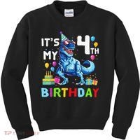 Its My 4th Birthday Happy 4 Year TRex Kids Sweatshirt thumb 0