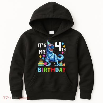 Its My 4th Birthday Happy 4 Year TRex Kids Hoodie
