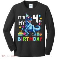 Its My 4th Birthday Happy 4 Year TRex Kids Long Sleeve Shirt thumb 0
