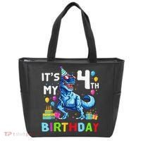 Its My 4th Birthday Happy 4 Year TRex Tote Bag thumb 0