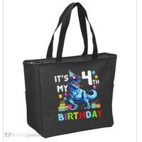 Its My 4th Birthday Happy 4 Year TRex Tote Bag thumb 2