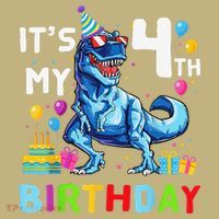 Its My 4th Birthday Happy 4 Year TRex Kids T-Shirt thumb 2
