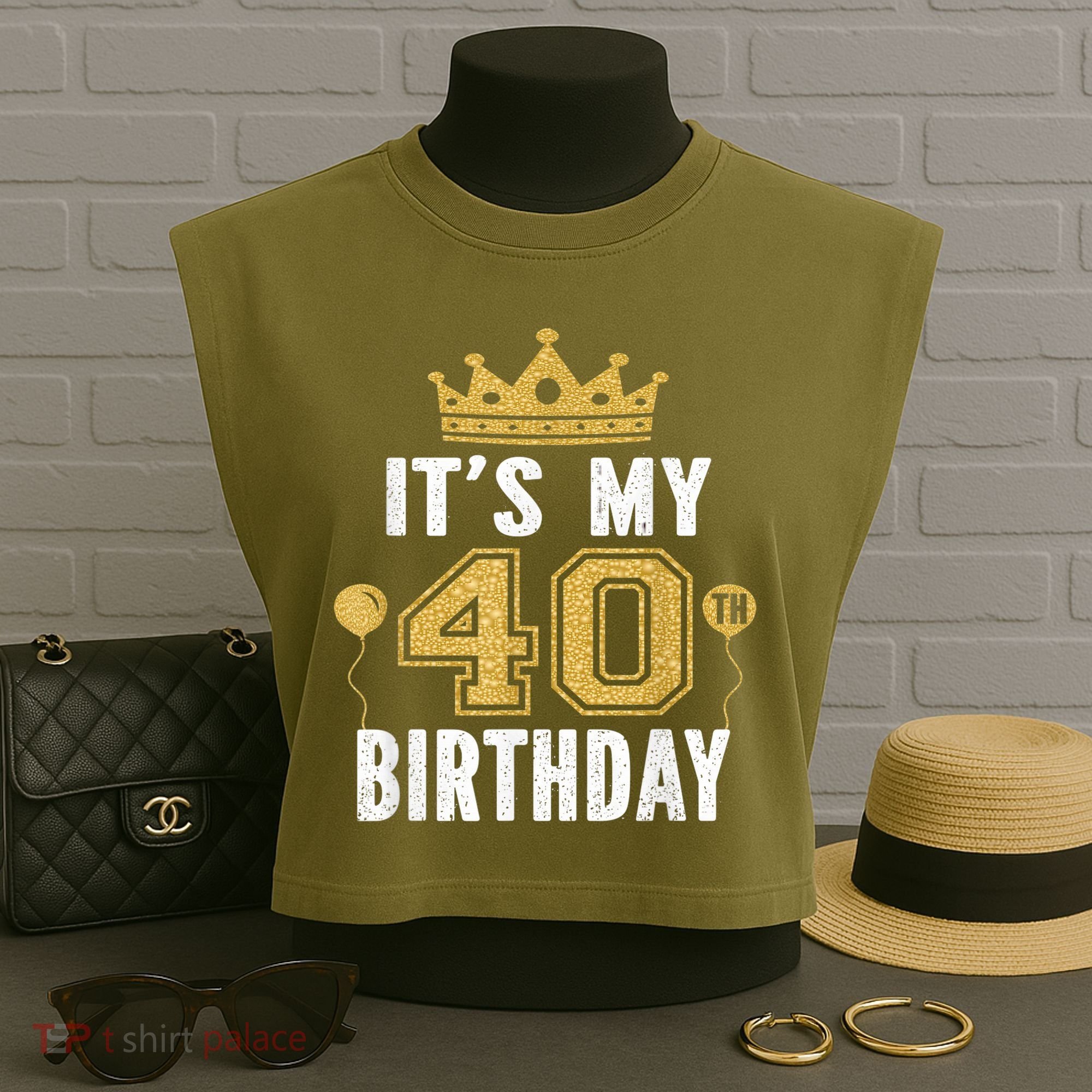 It's My 40th Birthday Gift For 40 Years Old Man And Woman Garment-Dyed Women's Muscle Tee