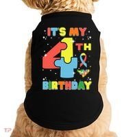 Its My 4th Birthday Kids Autism 4 Years Old Doggie Tank thumb 0