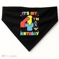 Its My 4th Birthday Kids Autism 4 Years Old USA-Made Doggie Bandana thumb 0