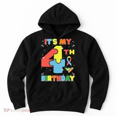 Its My 4th Birthday Kids Autism 4 Years Old Hoodie