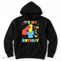 Its My 4th Birthday Kids Autism 4 Years Old Hoodie thumb 0
