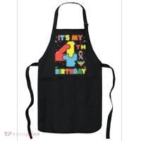 Its My 4th Birthday Kids Autism 4 Years Old Apron thumb 0