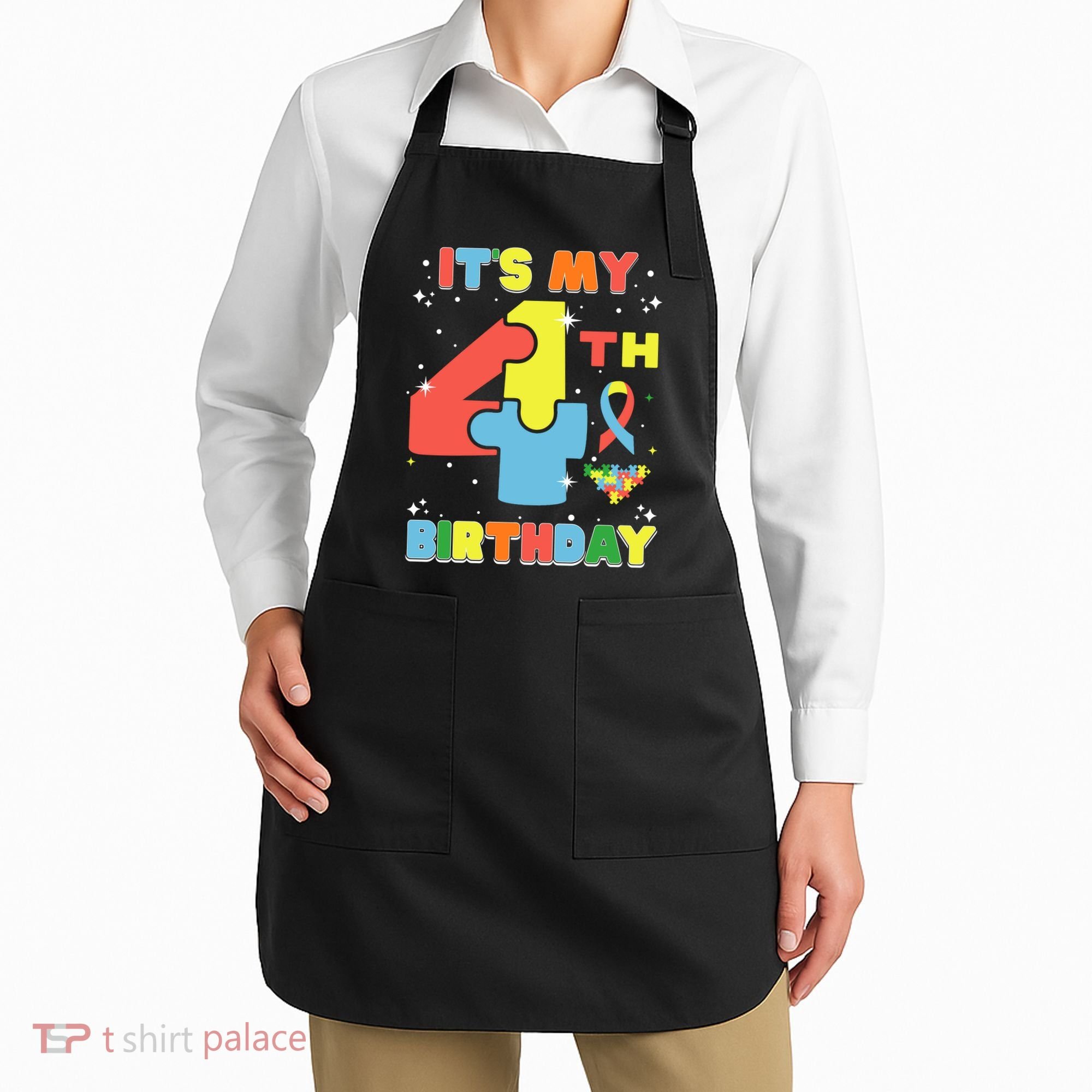 Its My 4th Birthday Kids Autism 4 Years Old Apron