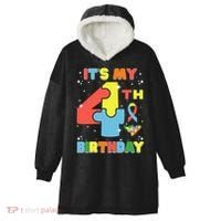 Its My 4th Birthday Kids Autism 4 Years Old Hooded Wearable Blanket thumb 0