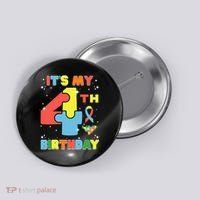 Its My 4th Birthday Kids Autism 4 Years Old Button thumb 0