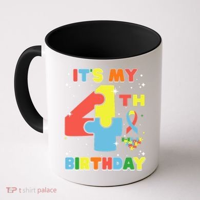 Its My 4th Birthday Kids Autism 4 Years Old Coffee Mug