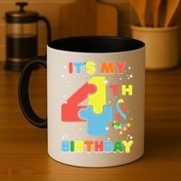 Its My 4th Birthday Kids Autism 4 Years Old Coffee Mug thumb 4
