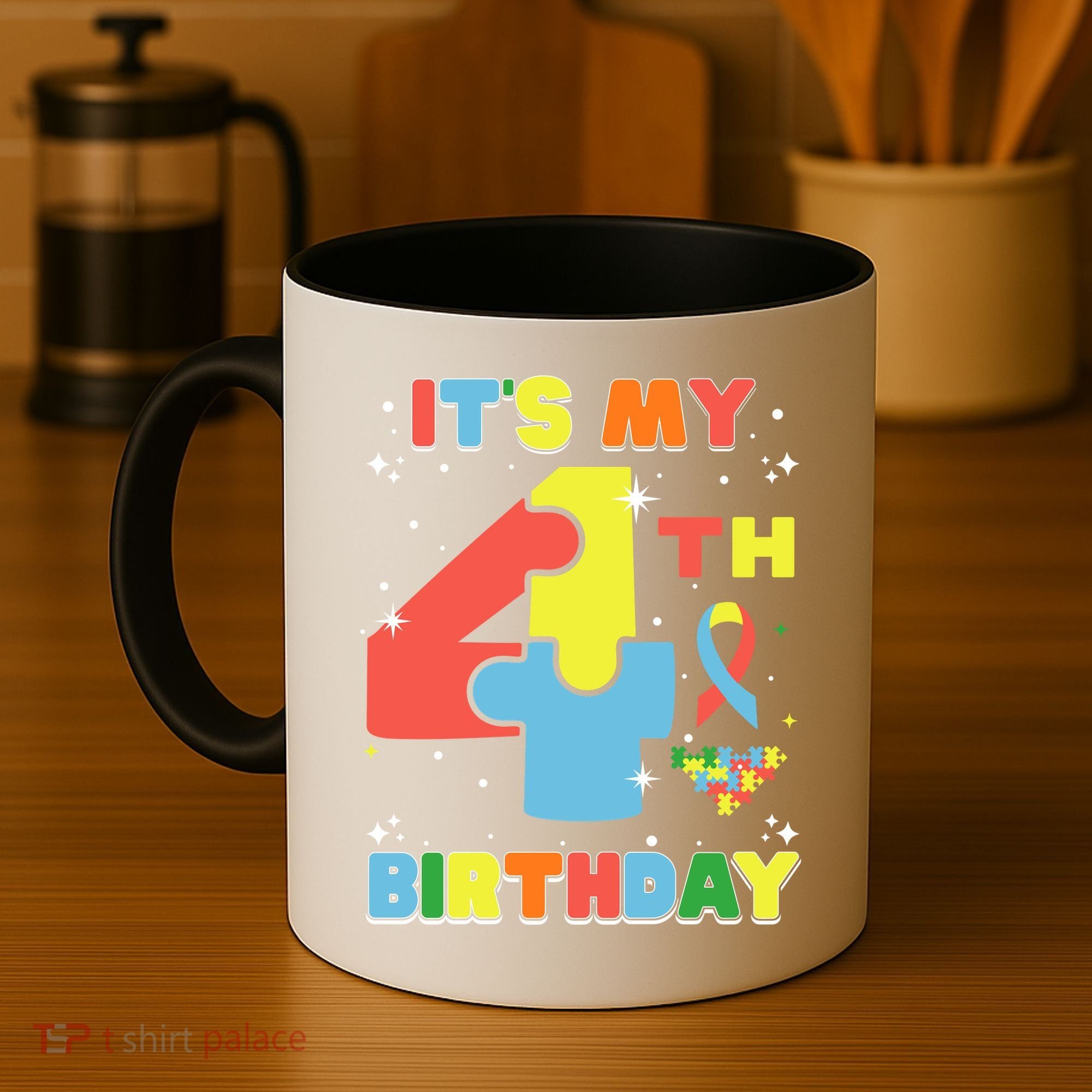 Its My 4th Birthday Kids Autism 4 Years Old Coffee Mug