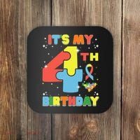 Its My 4th Birthday Kids Autism 4 Years Old Coaster thumb 0