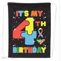 Its My 4th Birthday Kids Autism 4 Years Old Drawstring Bag thumb 0