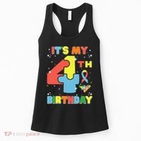 Its My 4th Birthday Kids Autism 4 Years Old Women's Tank Top thumb 0