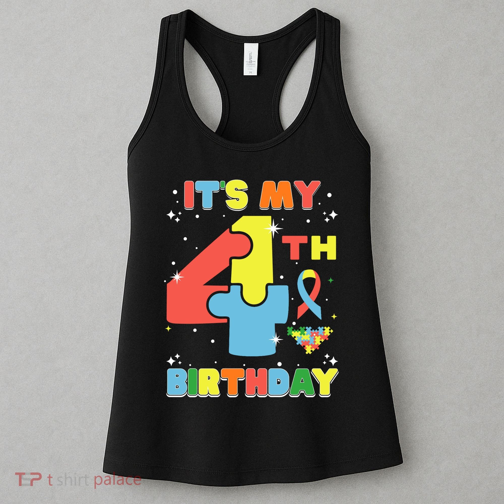Its My 4th Birthday Kids Autism 4 Years Old Women's Tank Top