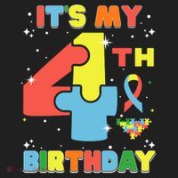 Its My 4th Birthday Kids Autism 4 Years Old Hat thumb 2