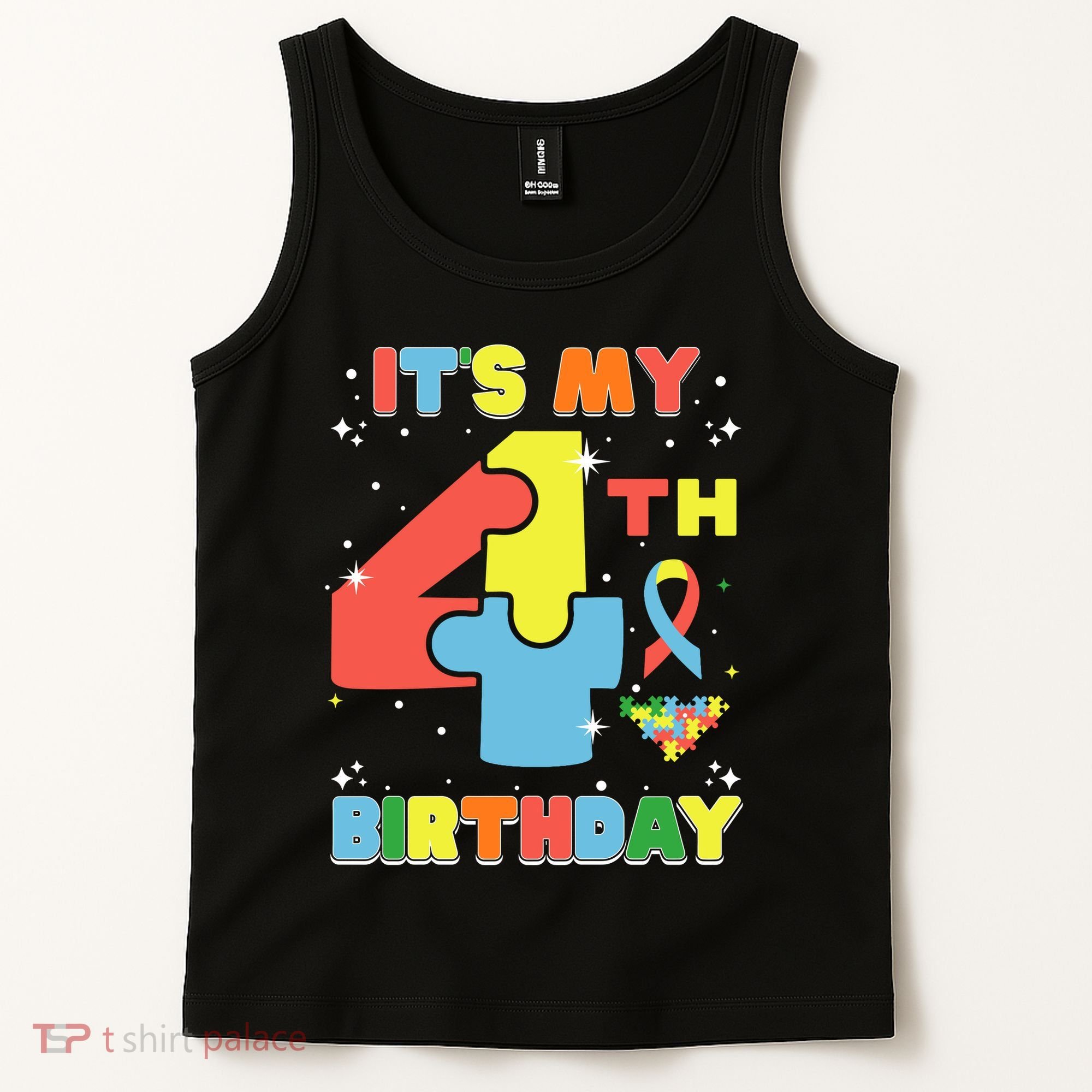 Its My 4th Birthday Kids Autism 4 Years Old Tank Top