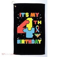 Its My 4th Birthday Kids Autism 4 Years Old Golf Towel thumb 0