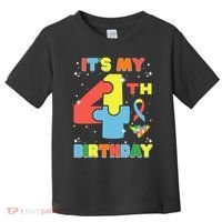 Its My 4th Birthday Kids Autism 4 Years Old Toddler T-Shirt thumb 0