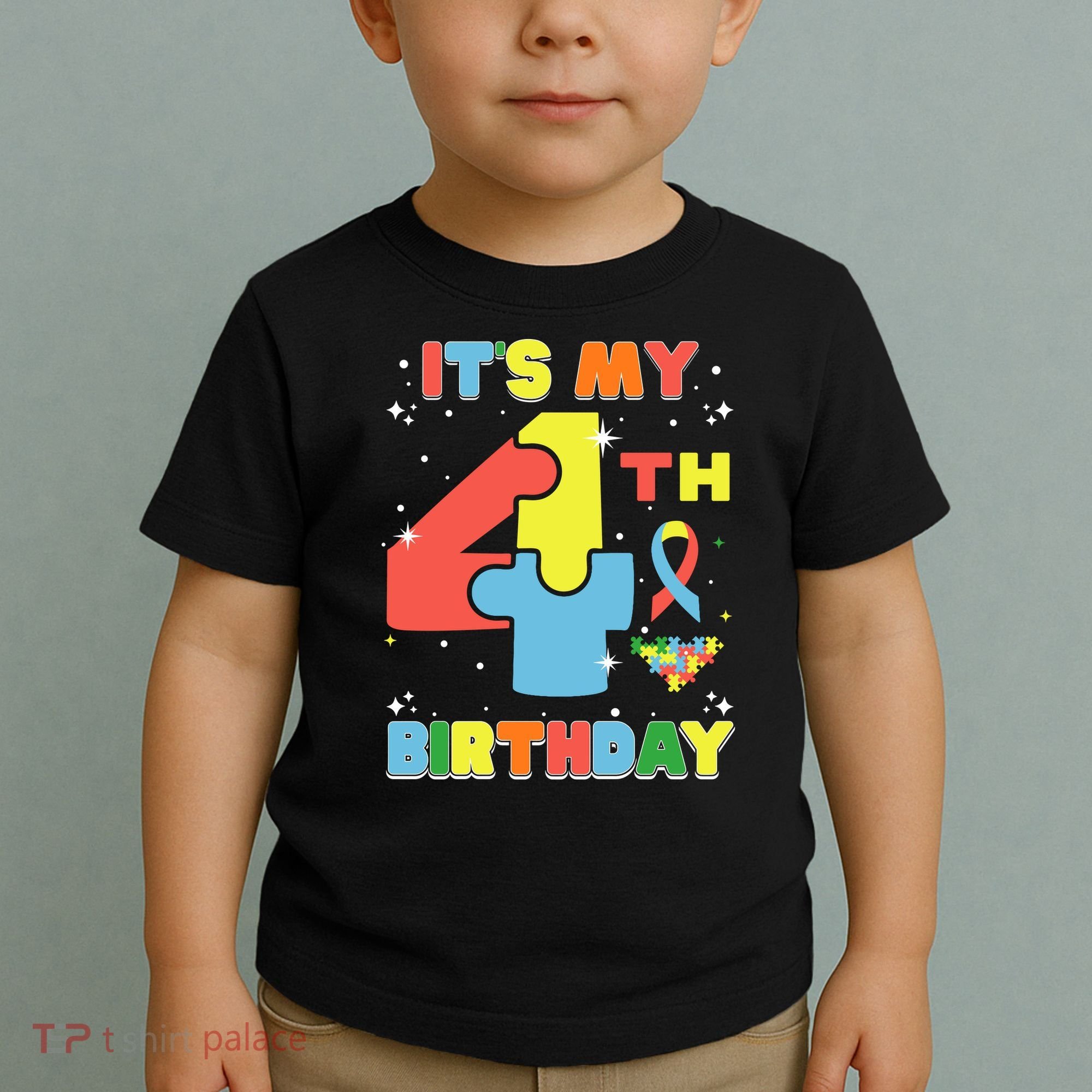 Its My 4th Birthday Kids Autism 4 Years Old Toddler T-Shirt