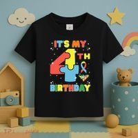 Its My 4th Birthday Kids Autism 4 Years Old Toddler T-Shirt thumb 3