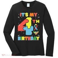 Its My 4th Birthday Kids Autism 4 Years Old Women's Long Sleeve Shirt thumb 0