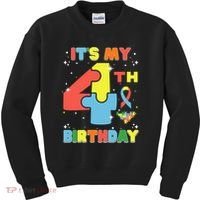 Its My 4th Birthday Kids Autism 4 Years Old Kids Sweatshirt thumb 0